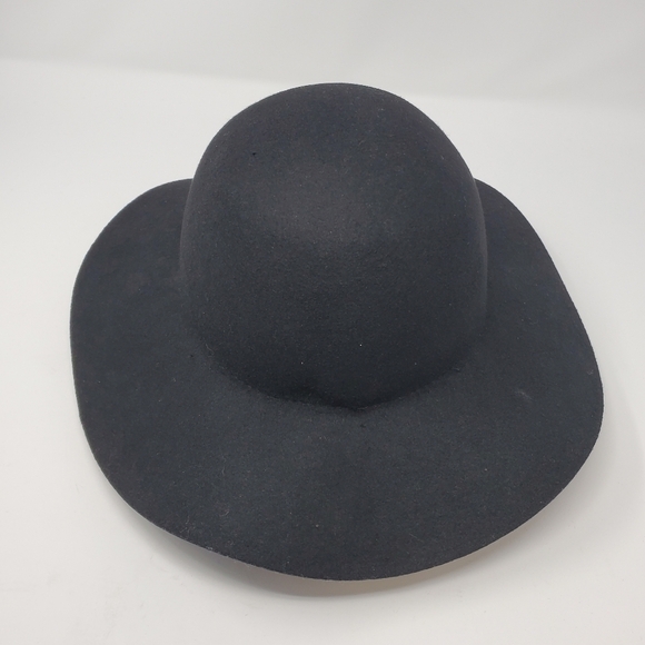 H & M DIVIDED 100% WOOL BLACK HAT  FLOPPY FESTIVAL CLASSIC WOMEN SIZE LARGE 58 - Picture 4 of 12